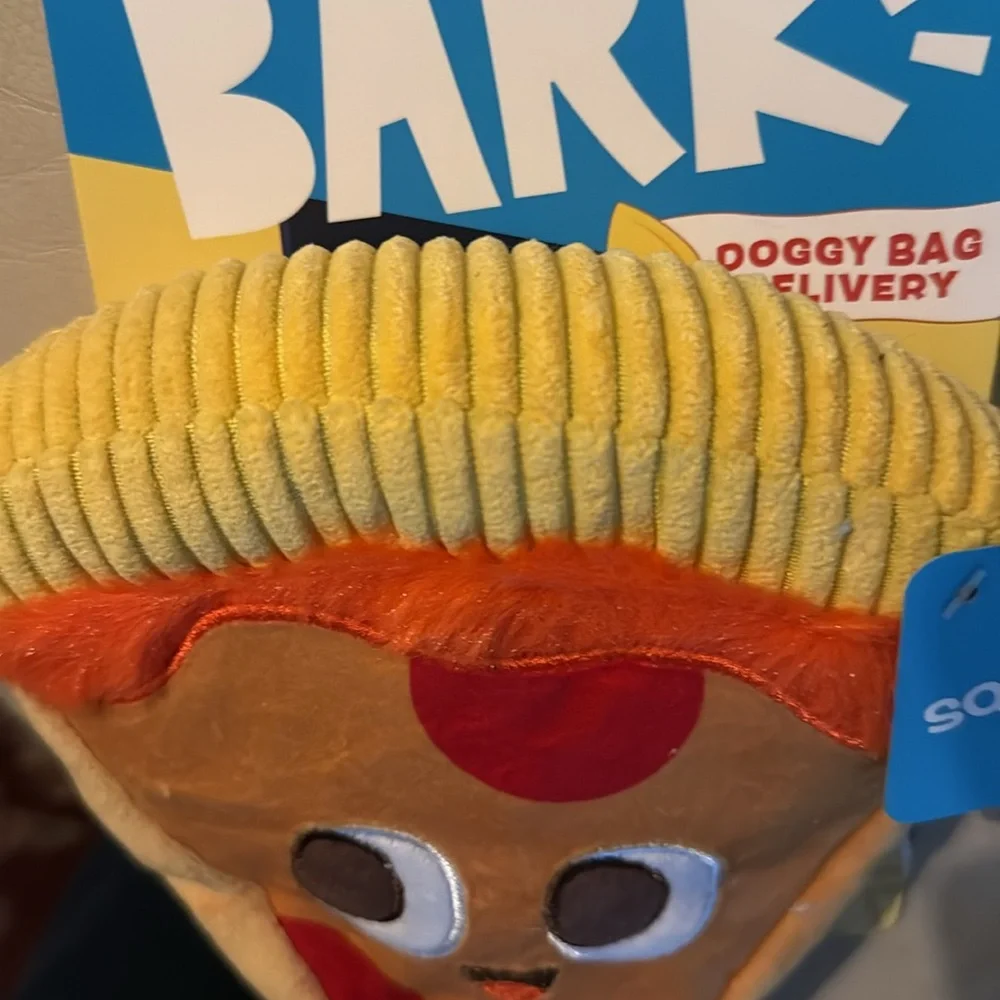 BARK Signore Pizza Face Plush Dog Toy, crinkle and squeak, multiple textures NEW